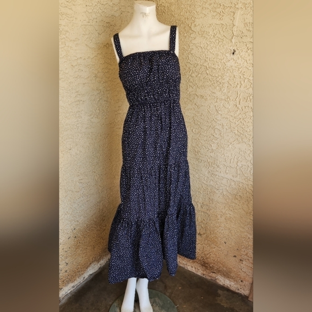 J.CREW Tiered Midi Dress W/ Convertible Straps in Dot - Picture 2 of 7
